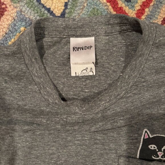 RIPNDIP Gray Pocket Tee w/ Hidden Black Cat Graphic - Size L - Picture 3 of 3